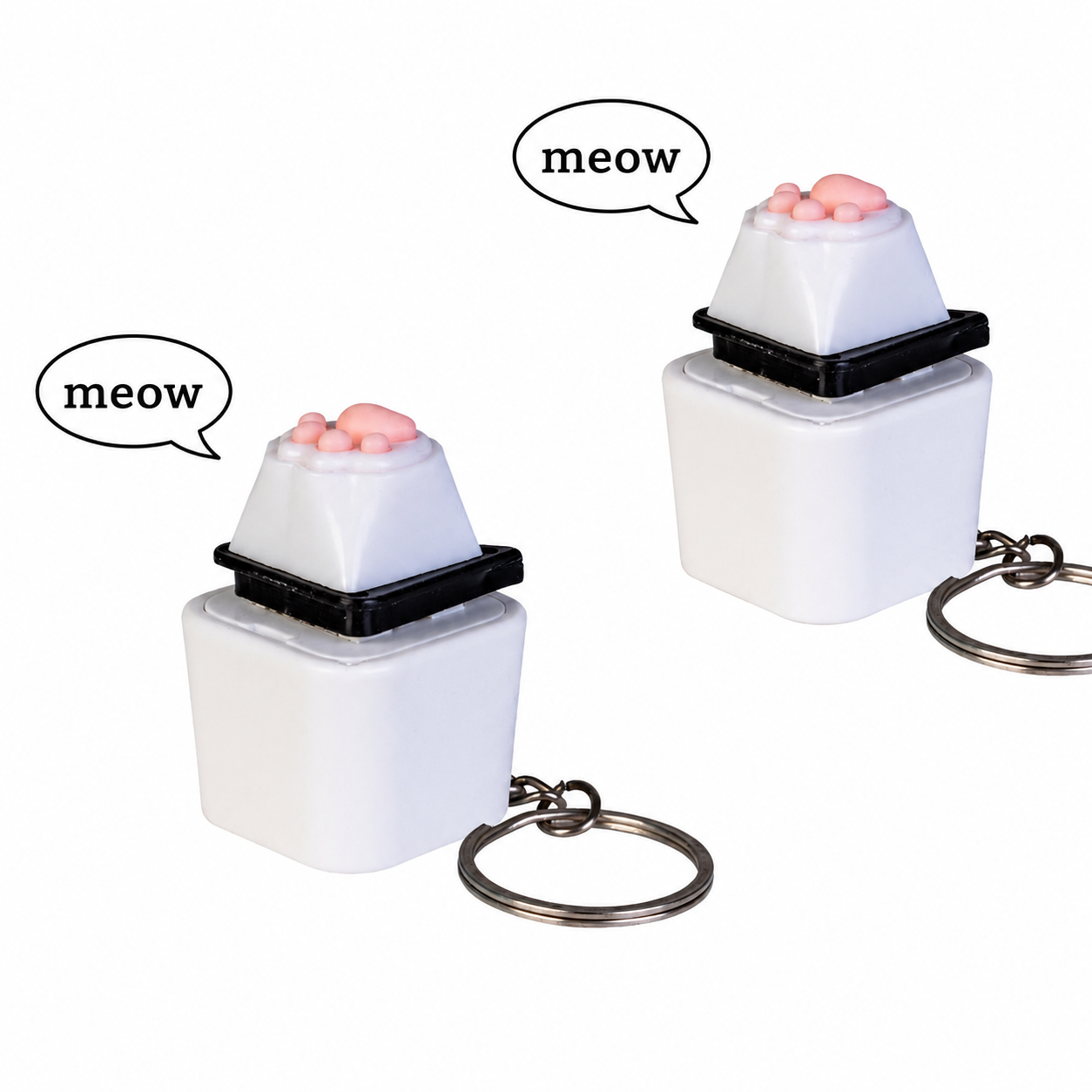 2x Meow Sound Cat Paw Fidget Keychain