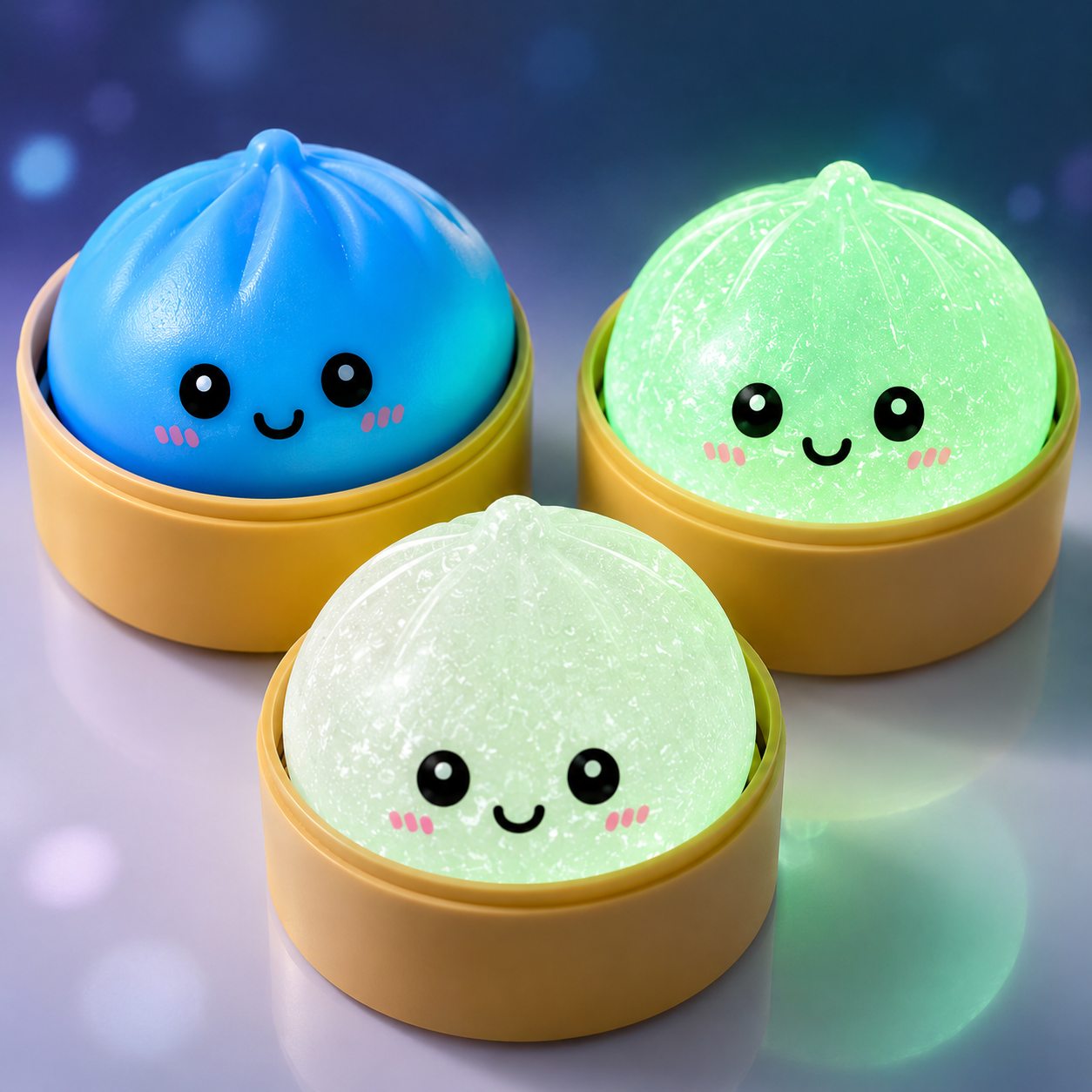 Mystery Viral Dumpling Squishy 3 Pack - Includes 2 Glow in the Dark