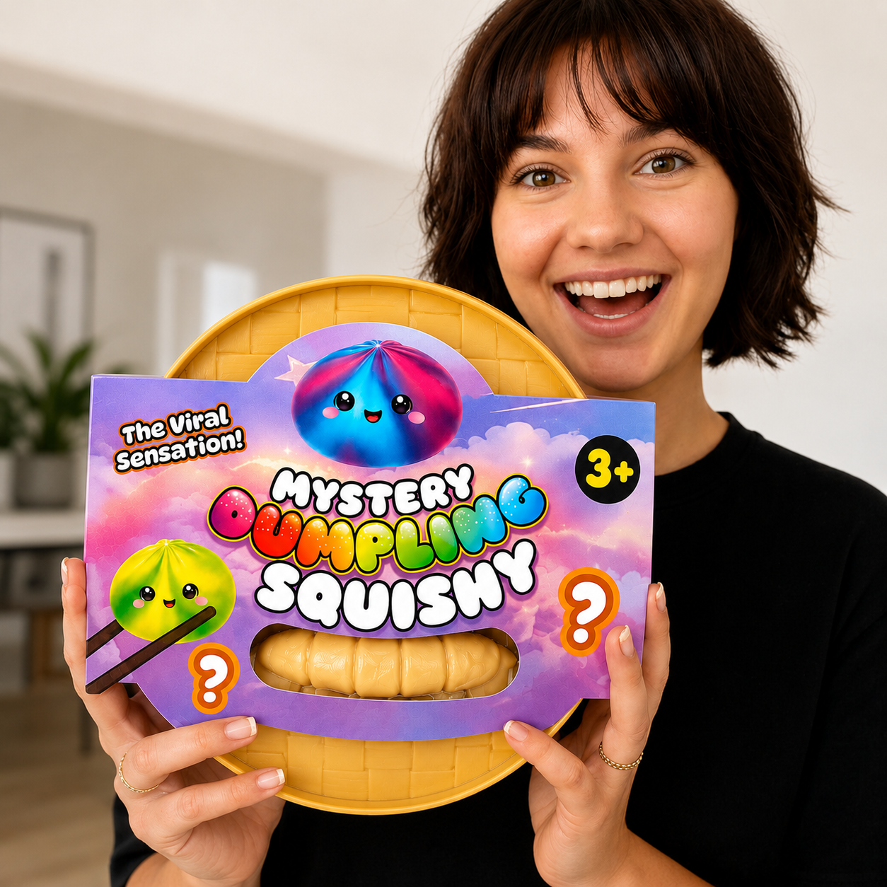 MEGA Mystery Viral Dumpling Squishy 16cm Rainbow Tie Dye