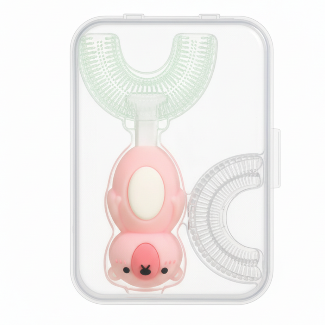 Cute Bear U-Shaped Toothbrush - Child Pink