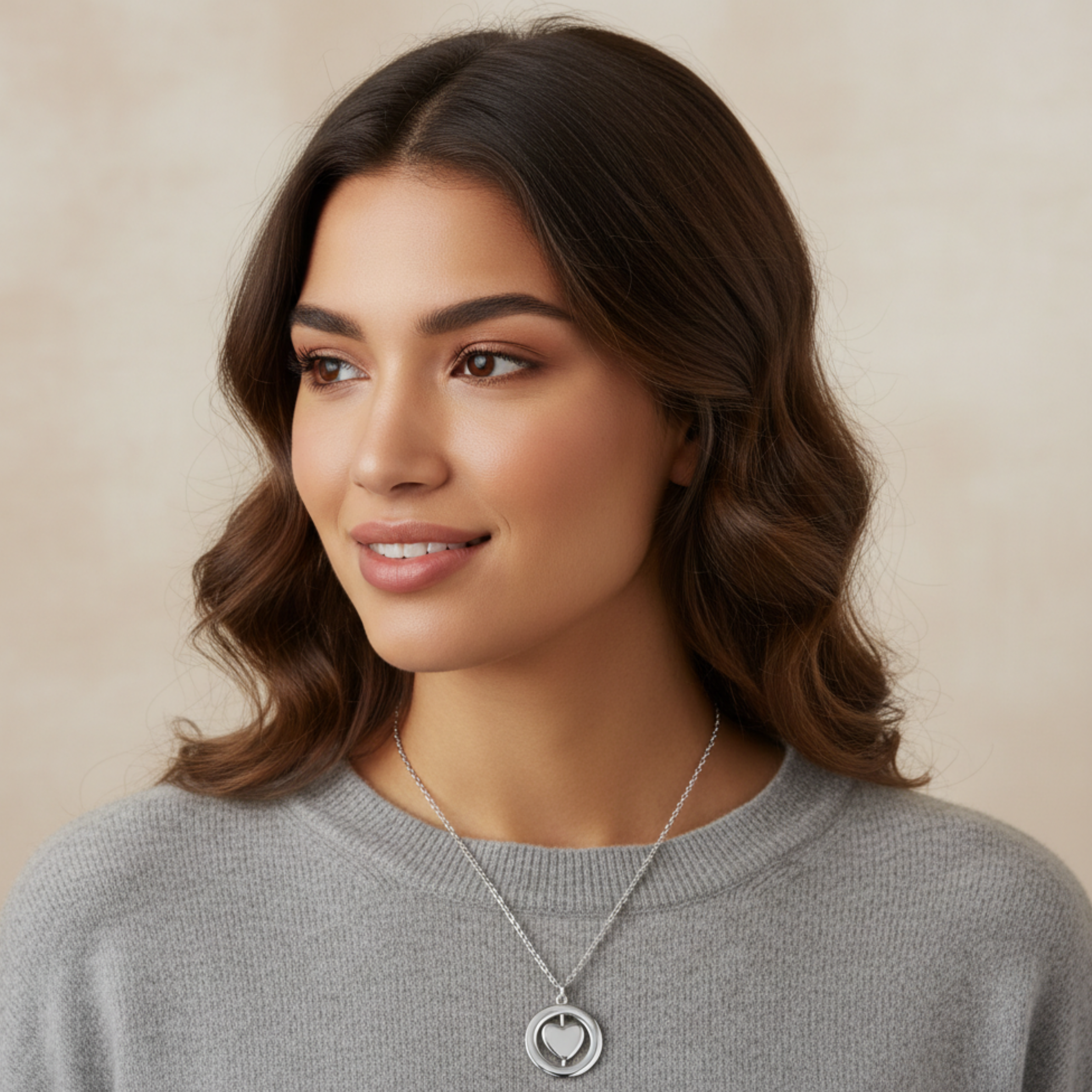 Heart Silver Flip Fidget Necklace