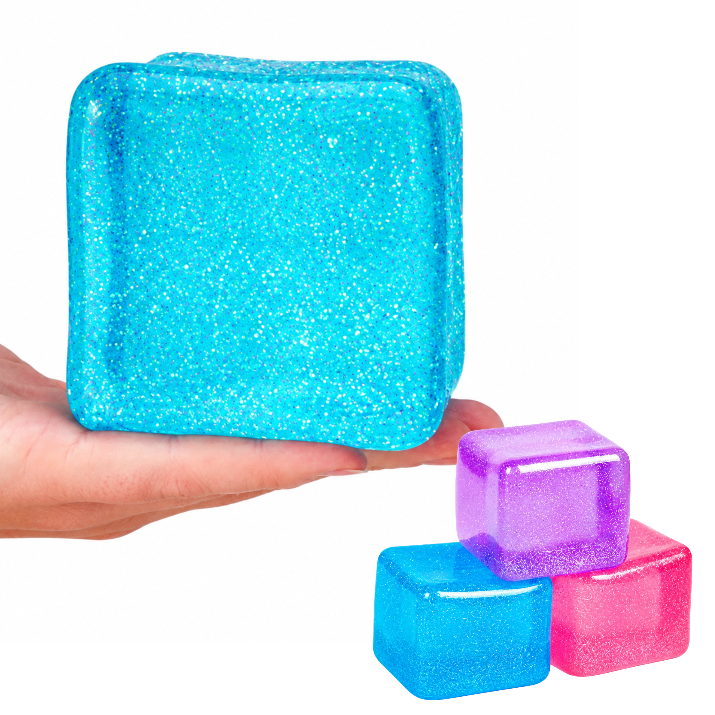 Giant Sensory Jelly Cube Glitter - 7.5cm