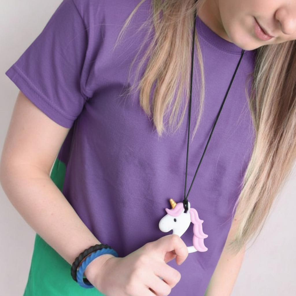 Unicorn Sensory Chew Necklace - Free Hygiene Case