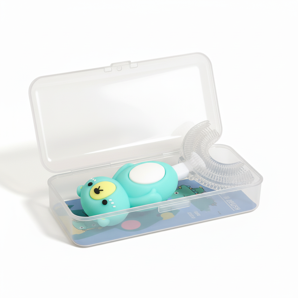 Bear U-Shaped Toothbrush Toddler - Aqua